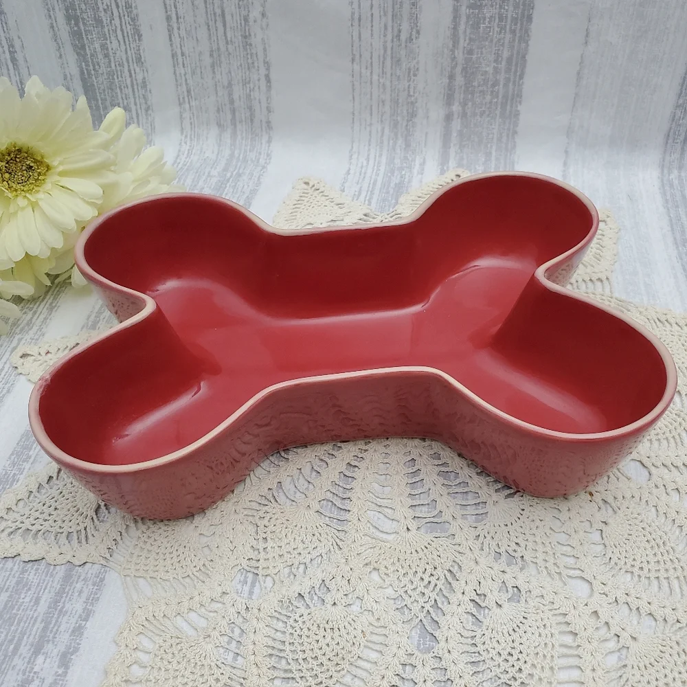 Bone Shape Dog Bowl Feeder Large
